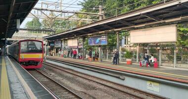 Jakarta, Indonesia - the train arrives at the station. video