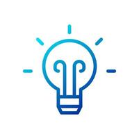 Lamp idea icon gradient blue business symbol illustration. vector