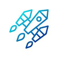 Rocket icon gradient blue business symbol illustration. vector