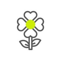Flower love icon duotone grey vibrant green colour mother day symbol illustration. vector