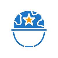 Helmet icon solid blue orange colour military symbol perfect. vector