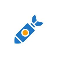 Rocket icon solid blue orange colour military symbol perfect. vector