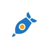 Rocket icon solid blue orange colour military symbol perfect. vector