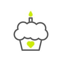 Cake icon duotone grey vibrant green colour mother day symbol illustration. vector