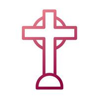 salib icono degradado blanco rojo color Pascua de Resurrección símbolo ilustración. vector