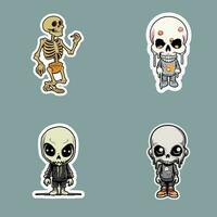 Sticker of Four Cool Bones on a Blue Background vector