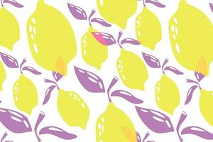 Hand-drawn pattern with lemons vector