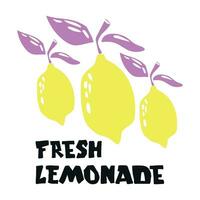 Lemonade lettering with lemon label. Brush calligraphy of word lemonade. vector