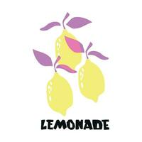 Lemonade lettering with lemon label. Brush calligraphy of word lemonade. vector