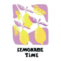 Lemonade lettering with lemon label. Brush calligraphy of word lemonade. vector