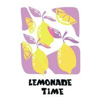 Lemonade lettering with lemon label. Brush calligraphy of word lemonade. vector