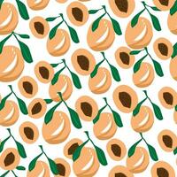 Seamless peach pattern on white background. Vector  illustration