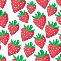 Seamless strawberry pattern on white background. Vector  illustration