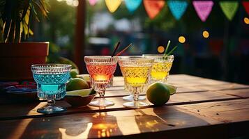fresh cocktail on the table with bunting AI Generative photo