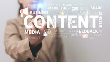 Content marketing concept on virtual screen. Business, internet and technology concept. photo