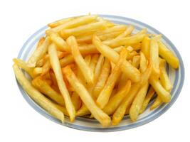 fried potato on the plate with white background photo