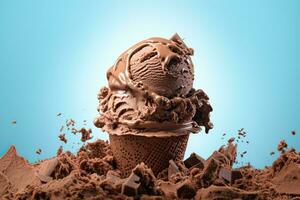 Delicious Chocolate ice cream with topping AI Generative photo