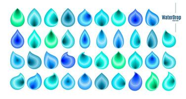 Collection of colorful flat liquid water drop logo icon design vector