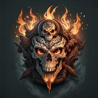 head skull fire mascot and esport gaming logo, AI generated photo