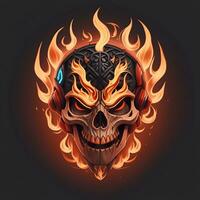 head skull fire mascot and esport gaming logo, AI generated photo