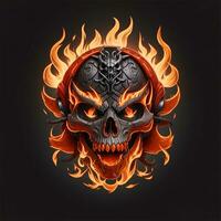 head skull fire mascot and esport gaming logo, AI generated photo