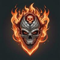 head skull fire mascot and esport gaming logo, AI generated photo