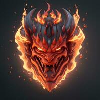 fire devil head mascot, for t-shirts, banners and esports game logos, AI generated photo