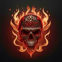 head skull fire mascot and esport gaming logo, AI generated photo