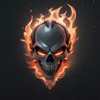 head skull fire mascot and esport gaming logo, AI generated photo