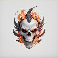 head skull fire mascot and esport gaming logo, AI generated photo