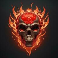 head skull fire mascot and esport gaming logo, AI generated photo