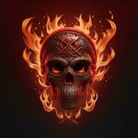 head skull fire mascot and esport gaming logo, AI generated photo