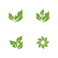 Green Leaf Nature Plant Conceptual Symbol Vector Illustration