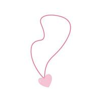 Vector heart pendant necklace flat illustration