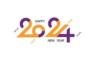 Happy new year 2024 on white background for celebration, party, and new year event. Vector illustration