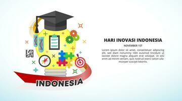 hari inovasi Indonesia o indonesio innovación día antecedentes con innovación idea ilustración vector