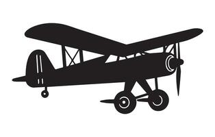 Vector retro biplane silhouettes set.vector illustrated propeller powered aircraft