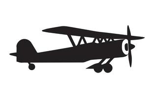 Vector retro biplane silhouettes set.vector illustrated propeller powered aircraft