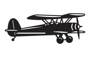 Vector retro biplane silhouettes set.vector illustrated propeller powered aircraft