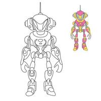 Robot coloring page. Robot coloring book for children education. Vector illustraiton.