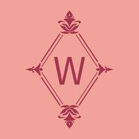 letter W classic beauty vintage initial vector logo frame