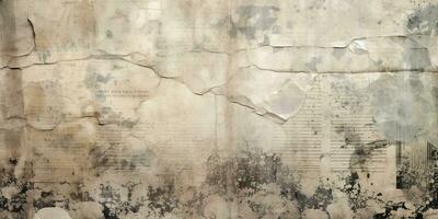 Generative AI, Newspaper or paper grunge vintage old aged texture background photo