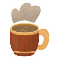 A cup of tea decorated with knitting. vector illustration on a white background.