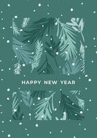 Christmas and Happy New Year illustration with with spruce branches. Trendy retro style. Vector design template.