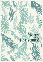 Christmas and Happy New Year illustration with with spruce branches. Trendy retro style. Vector design template.