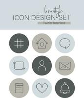 Linestyle Icon Design Set Twitter Interface vector