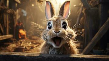 the comical hare, digital art illustration, Generative AI photo