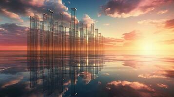chromatic sunset mirage, digital art illustration, Generative AI photo