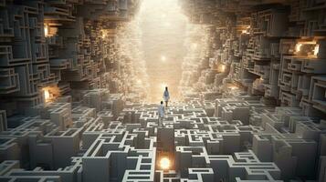 the white dimensional maze, digital art illustration, Generative AI photo
