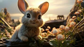 rabbit chronicles, digital art illustration, Generative AI photo